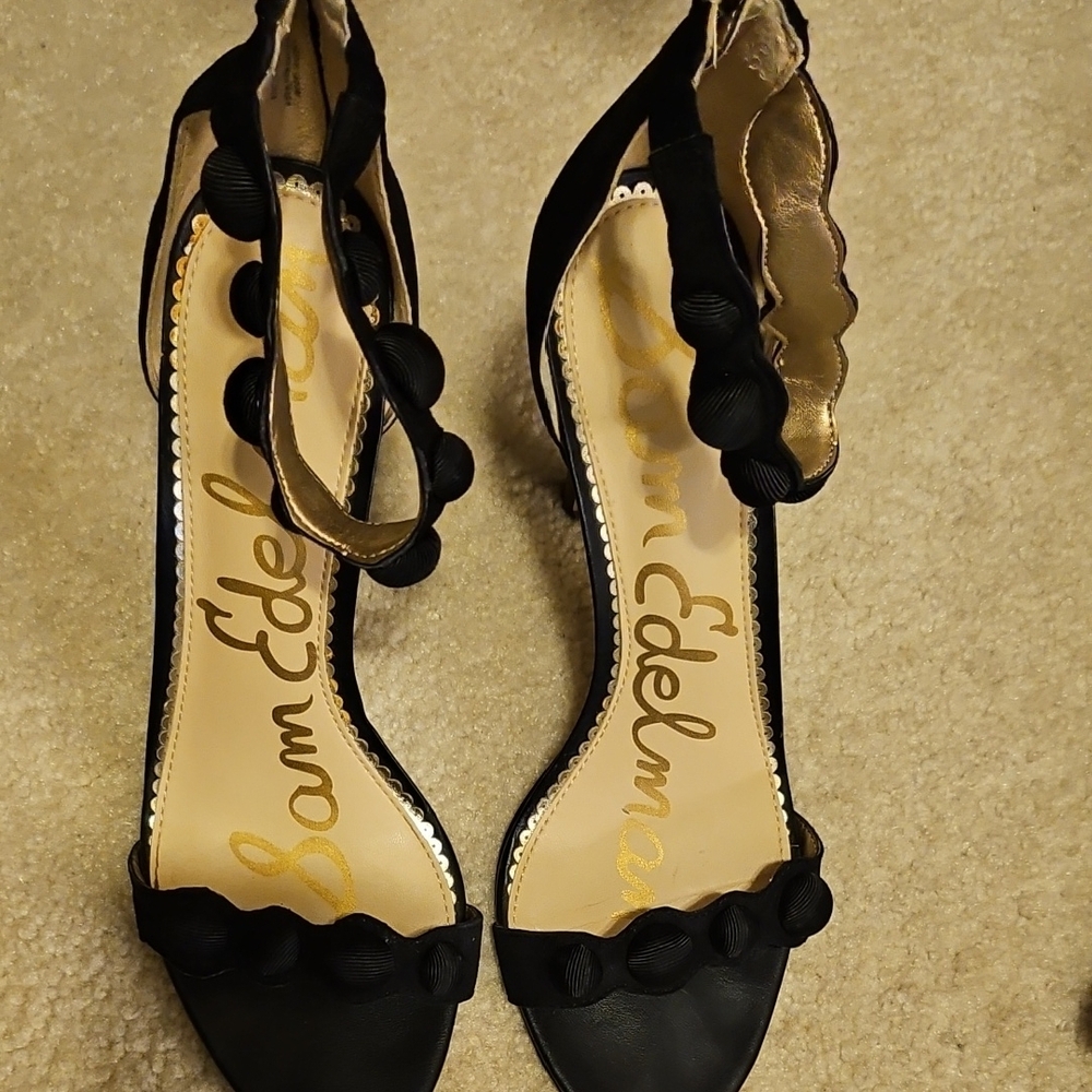 Sam Edelman Black Heels with Scalloped Straps